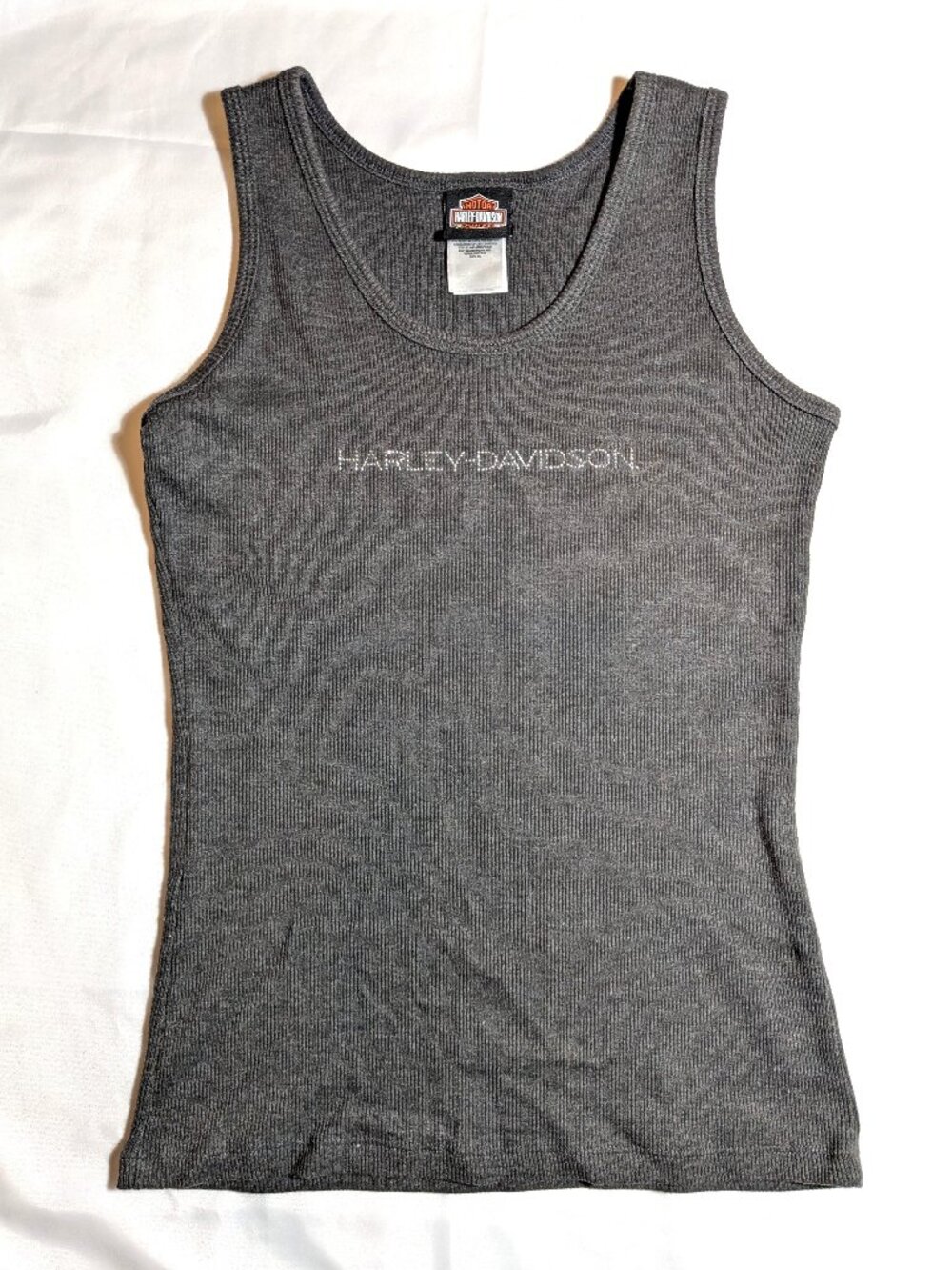 Women's Harley-Davidson On the Rive, Savanah, GA Gray Rhinestone Tank XL